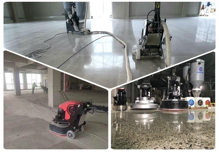 polished concrete floor with floor grinding and polishing machine